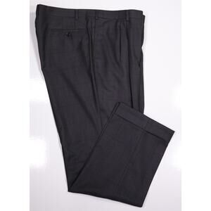 Andrew Lock Custom Tailored Gray Black Plaid Pleated Wool Dress Pants 42x32